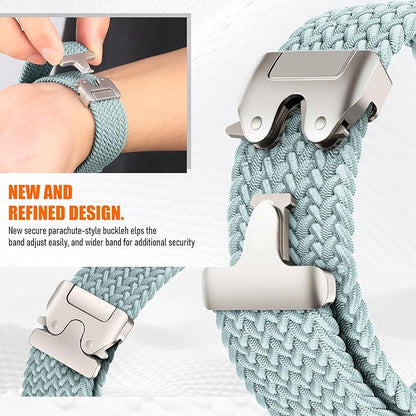 Braided Stretchy Band for Fitbit Versa 4/Versa 3/Sense 2/Sense Watch Band Women Men,Parachute-style Buckle Nylon Sport Wristband Soft Fabric Elastic Loop Strap Accessories for Versa 4/3
