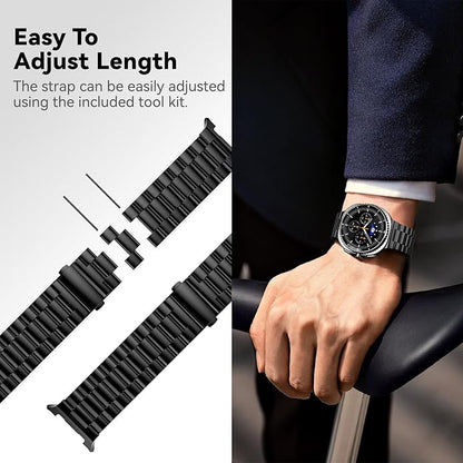 Compatible with Samsung Galaxy Watch 8 Band 40mm 44mm Galaxy Watch 8 Classic 46mm 2025, No Gap Business Stainless Steel Metal Band Strap for Galaxy Watch 8 Men Women, Black