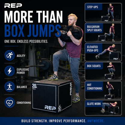 REP Soft Plyo Box | 20 inch | 3-in-1 Foam Jump Box | Plyometric Training Platform | Home Gym