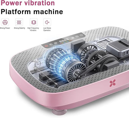 Vibration Plate Exercise Machine, Vibration Plate for Lymphatic Drainage & Body Toning, Whole Body Vibration Plate Platform with Bluetooth, Ultra-Quiet Home Gym Equipment, Resistance Bands