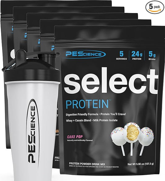 PEScience Select Protein Powder Variety Pack - 5 Flavors - 25 Servings - Protein Powder Sample