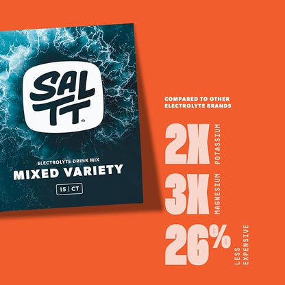 SALTT Electrolytes Powder Packets, All Things Mixed Variety Pack (15 Packets) - Magnesium, Potassium, Sodium, Trace Minerals - Vegan & Gluten Free - Travel Essentials - Made in USA