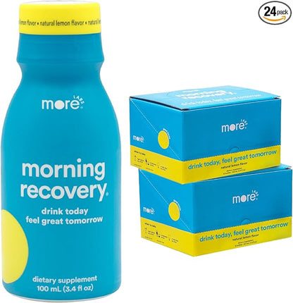 Morning Recovery Electrolyte, Milk Thistle Drink Proprietary Formulation to Hydrate While Drinking, Highly Soluble Liquid DHM, Non GMO, Vegan, Gluten-Free, Original Lemon, Pack of 24
