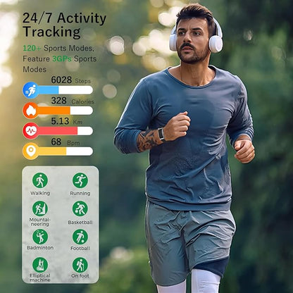 Smart Health Wristband & Armband Set, Screen-Free Minimalist Design Fitness Tracker, Nylon Breathable Smart Bracelet, 24/7 Heart Rate/SpO2/Sleep Monitor, 120+ Sports Modes, IP68 Waterproof