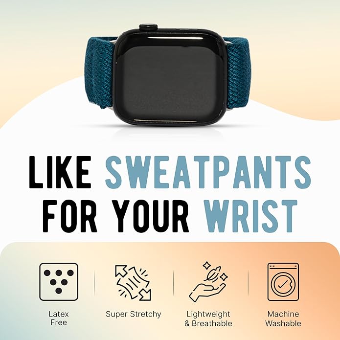 Braxley Bands - Organic Cotton Watch Bands For Women and Men, Compatible With All Apple Watch Sizes and Series - Washable, Sweat-Absorbent, Breathable Fit, Elastic Smart Watch Bands