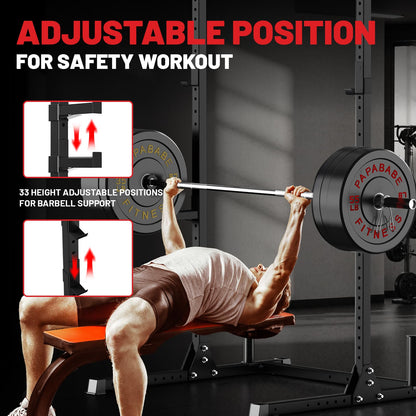 800LB Capacity Squat Rack with Pull Up Bar, Adjustable Power Cage, Home Gym