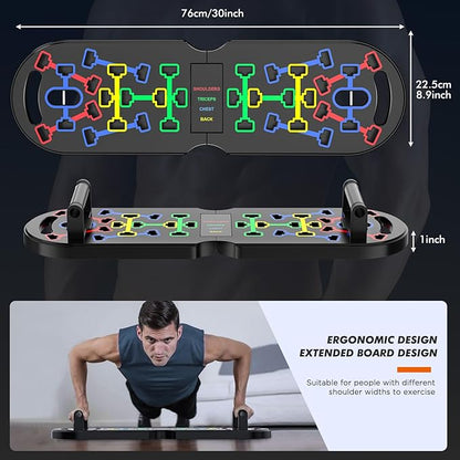 Portable Home Gym Workout Equipment, Push Up Board, Pilates Bar & Fitness Accessories with Resistance Bands for Upper Body Strength Training Full Body Workout at Home
