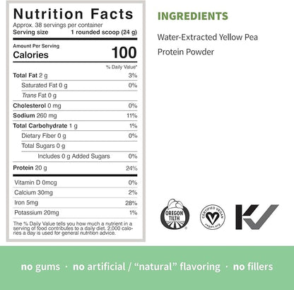 Sprout Living Organic Pea Protein Powder, Unflavored, 20 Grams of Plant Based Organic Protein Powder Without Artificial Sweeteners, Non Dairy, Non-GMO, Vegan, Gluten Free (2 Pound, 38 Servings)