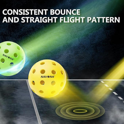 Navona 12 Pack Premium 40-Holes Colorful Outdoor Pickleball Balls, Meet USAPA Official Requirement, Perfectly Balanced, High Bounce True Flight, Durable Outdoor Pickleball Set
