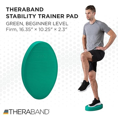 THERABAND Stability Trainer Pad, Beginner Level, Firm, Green Foam Balance Pad for Physical Therapy, Exercise Pad for Core Strength, Lightweight Non-Slip Balance Trainer, Portable Foam Pad for Home or Clinic Use