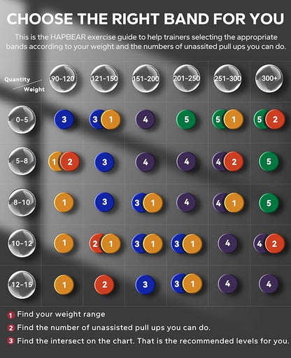 HAPBEAR Pull Up Assistance Bands Set of 5 - Resistance Bands for Working Out, Stretching, Physical Therapy, Muscle Training