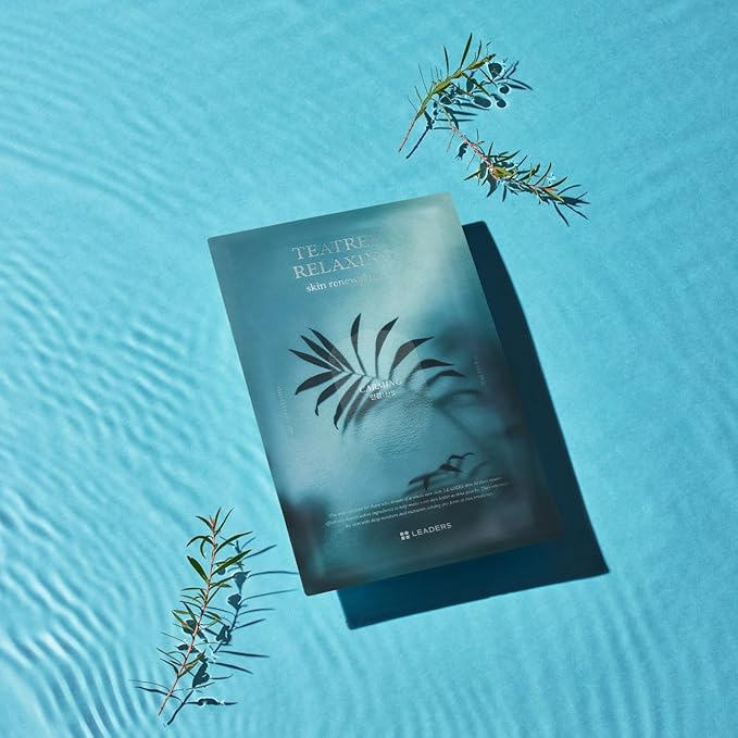 LEADERS Teatree Relaxing Skin Renewal Mask ??Soothes & Calms Sensitive, Acne-Prone Skin ??Controls Excess Oil & Reduces Redness ??Hydrating and Refreshing Sheet Mask for Oily Skin ??10 Sheets