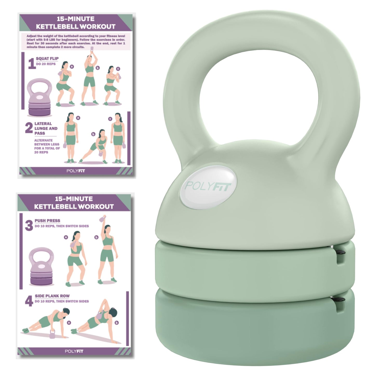 Polyfit Adjustable Kettlebell Set - 5-in-1 Weights for Home Gym