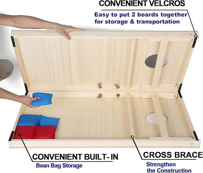 Solid Wood Vintage Cornhole Game Set, Two 4'x2'Cornhole Boards, 8 Cornhole Bags for Indoor and Outdoor Toss Games Competitions, Tournaments