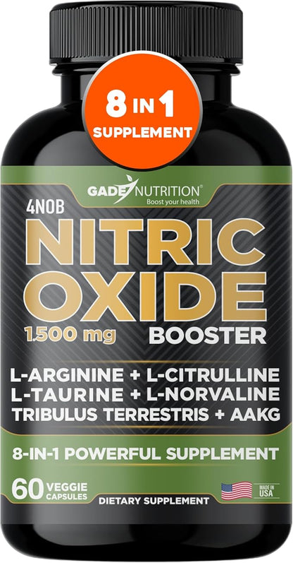Gade Nutrition Nitric Oxide Supplement - L Arginine Capsules ??Helps to Improve Energy, Endurance & Performance - Pre Workout - Muscle Builder - with All Essential Amino Acid and Maca Root