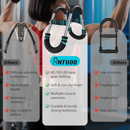 Twister Arm Trainer, 60-100lb Adjustable Chest Workout Bar, Power Twister Arm Trainer for Men, Chest Workout Equipment, Forearm Strengthener Arm Trainer