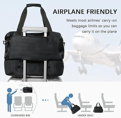 Gym Bag for Men Women, Tactical Travel Duffel bag with Removable Dividers & Shoe Compartment, Weekender Carry on Bag with Toiletry Bag, Overnight Range Bag for Workout Soccer Yoga Gym