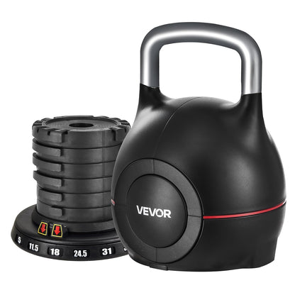 VEVOR Kettlebell, Adjustable Kettlebell with 7 Weight Levels (5, 11.5, 18, 24.5, 31, 37.5, 44 lbs)