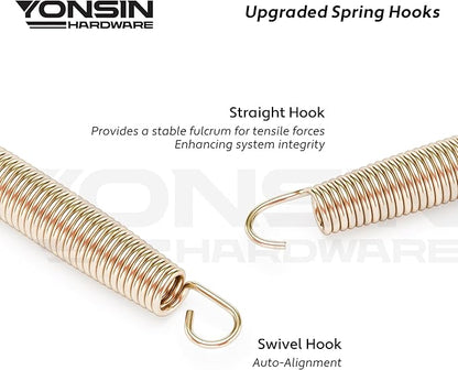 Trampoline Springs Heavy Duty with Swivel & Straight Hooks, Stainless Steel Trampoline Accessories Ideal Spring Replacement, Includes T-Hook Tool