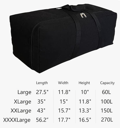 Extra Large Canvas Travel Duffle Bag Heavy Duty, Sports Military Camping Tent Storage