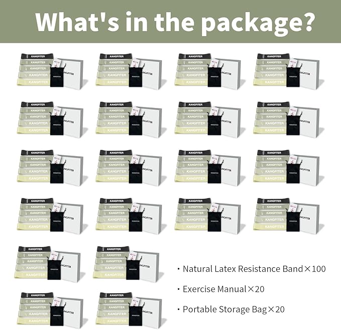 100 PCS Bulk Resistance Bands, Loop Exercise Bands Set for Gym Members Sports Class Students Gift, 5 Pieces Each Set with Storage Bag, Fitness Bands for Outdoor Home Gym Yoga Pilates