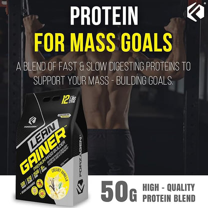 Forzagen Lean Gainer Premium Mass Builder | Mass Gainer Protein Powder for Men & Women (12 Lbs, Creamy Vanilla)
