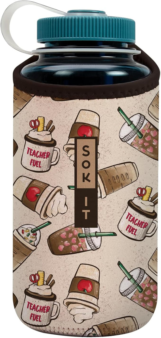 Sok It BotlSok Water Bottle Sleeve Insulated Neoprene Cover (Teacher's Favorite, Fits 32oz Nalgene)