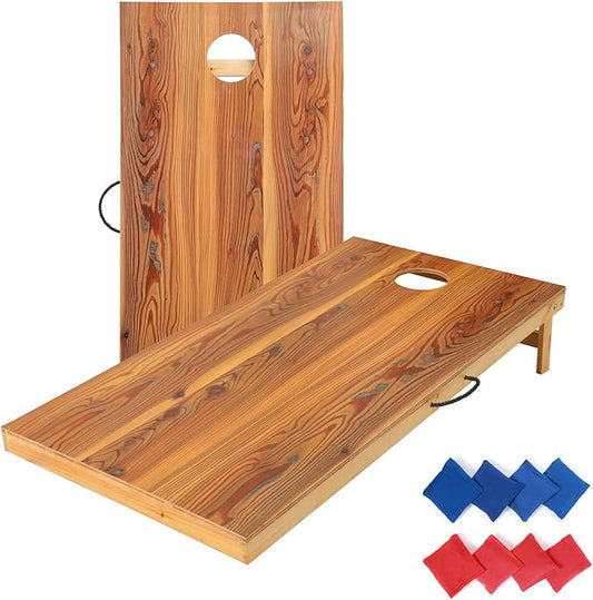 Solid Wood Premium Corn Hole Outdoor Game Set, 2 Regulation and Waterproof Cornhole Game Boards, with 8 Toss Bags, Perfect for Outdoor Indoor