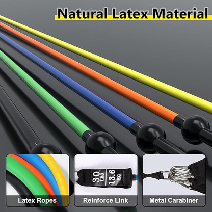 Resistance Bands Set, Workout Bands with Handles, Door Anchor, Ankle Straps and Carry Bag, Exercise Bands for Shape Body and Home Workouts