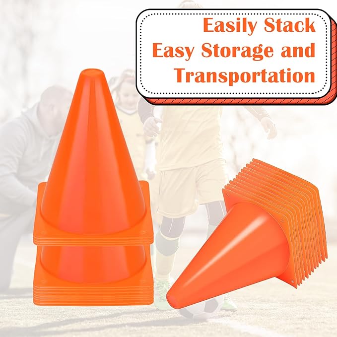 40 Pack Plastic Traffic Cone 7 Inch Small Orange Cones for Sports Soccer Cones Bike Obstacle Training Cone Agility Cones for Sports Skating Indoor Outdoor Activity Party Decorations