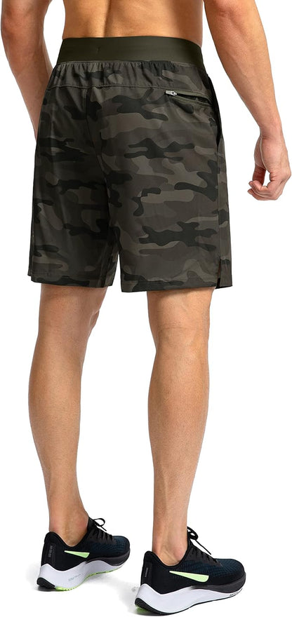 Men's Running Shorts with Zipper Pockets 9 Inch/ 7 Inch / 5 Inch Lightweight Quick Dry Gym Workout Athletic Shorts for Men(7 inch)