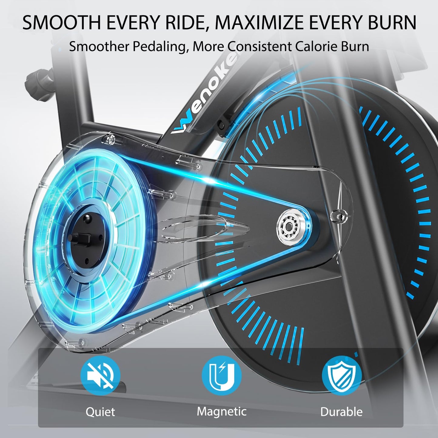 Exercise Bike, Wenoker Magnetic Stationary Bike for Home App Sync Indoor Bike with Adjustable Seat