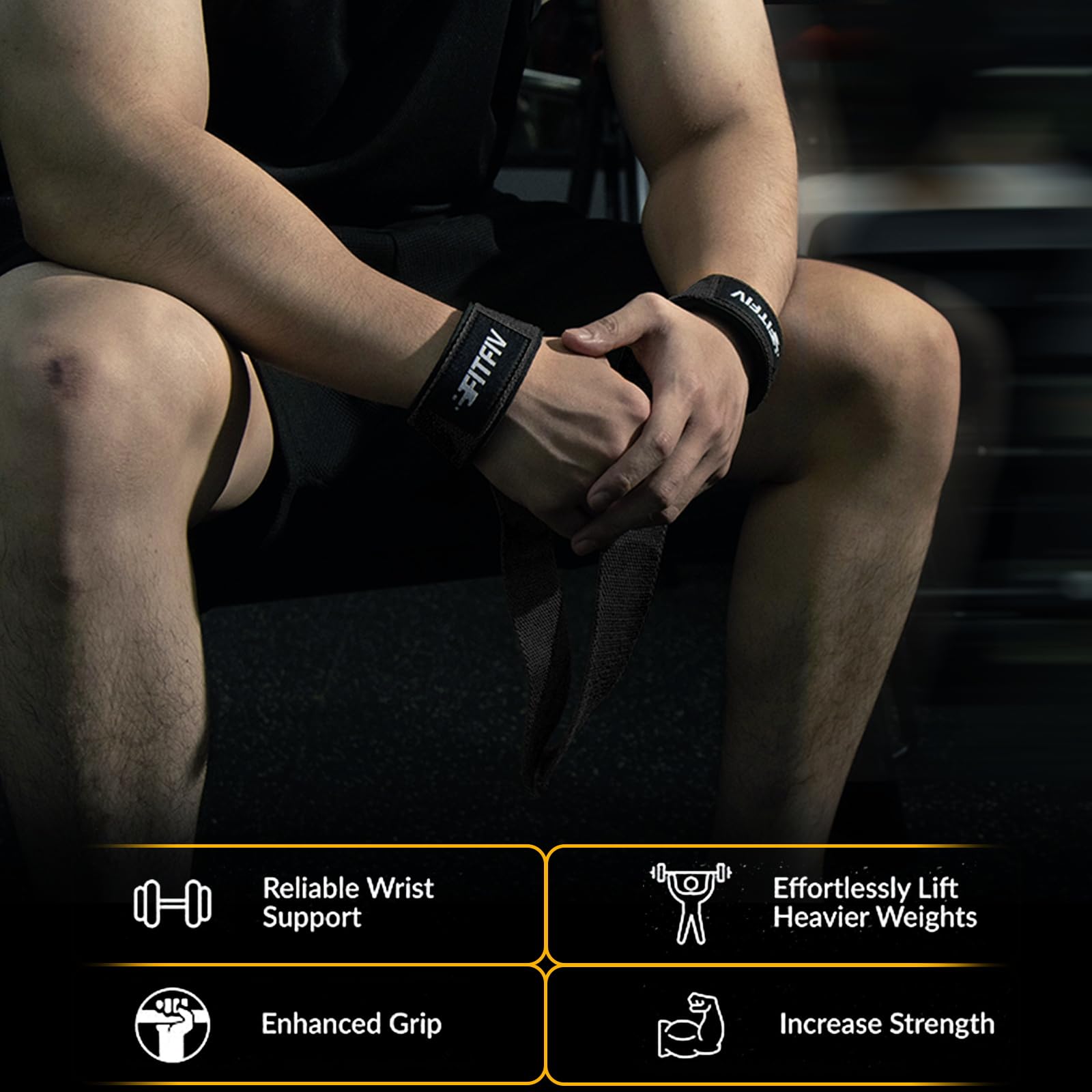 FITFIV Lifting Straps for Weightlifting, Padded Wrist Straps for Gym