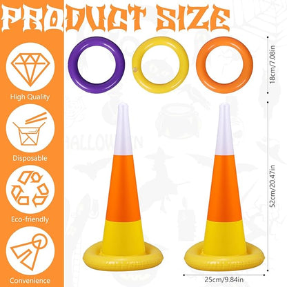 Inflatable Candy Corn Ring Toss Game Set Halloween Carnival Party Inflatable Ring Toss Games for Kids Adults Halloween Party