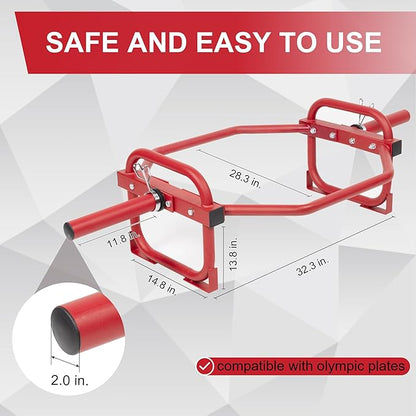 Olympic 2-Inch Hex Weight Lifting Trap Bar for Strength Training, 500-Pound Capacity, Safety Clips, Home Gym for Shoulder Presses, Shrugs, Back Rows