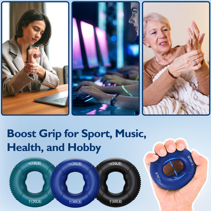 FitBeast Hand Grip Strengthener, Finger Exerciser, Forearm Strengthener Kit - 9 Pack, Targeted Hand