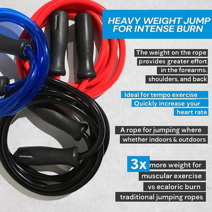 Elite Jumps Muay Thai 2.0 Weighted Jump Rope for MMA, 1.2 lbs, 9 ft, Red