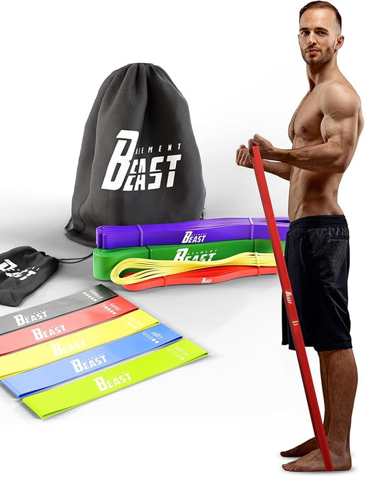 Basement Beast Resistance Bands for Working Out – Long Exercise Bands Resistance for Home Workouts, Physical Therapy & Strength Training