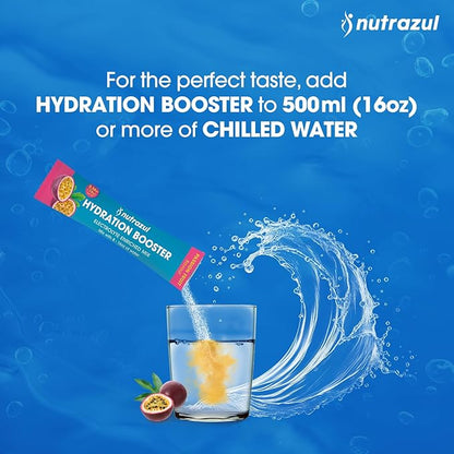 nutrazul Hydration Booster | Supports Rapid Hydration | Electrolyte Enriched Mix | No Artificial Sweeteners | Passion Fruit Flavour| Vegan, Gluten-Free, Non-GMO | 90 Sticks