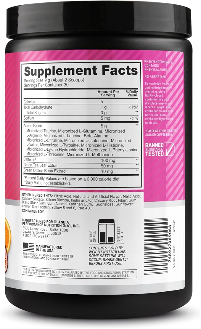 Optimum Nutrition New Flavor Amino Energy - Pre Workout with Green Tea, BCAA, Amino Acids, Keto Friendly, Green Coffee Extract, Energy Powder - Tropical Sunrise, 30 Servings (Packaging May Vary)