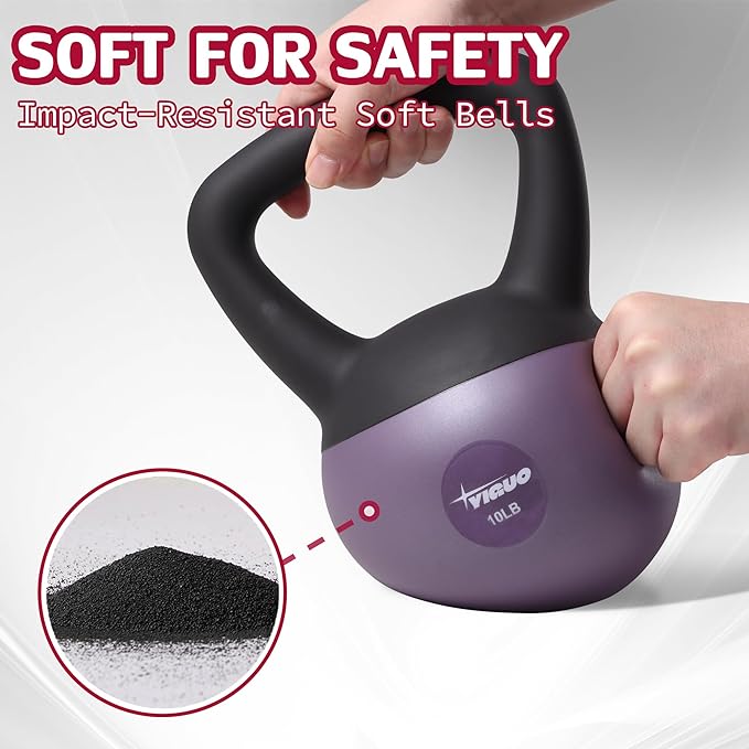 YIGUO Soft Kettlebell, Kettlebells 10 lb Anti-Slip Grip Weight for Home Workouts, Kettlebell for Safe Strength Training for Women & Men & Beginners