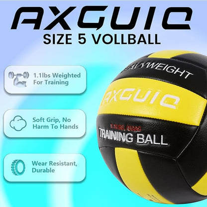 1.1LBS Heavy Weight Volleyball Official Size 5 Setter Training Volleyballs Training Practice,Leather Soft Grip Durability Weighted Volleyball Setting Trainer