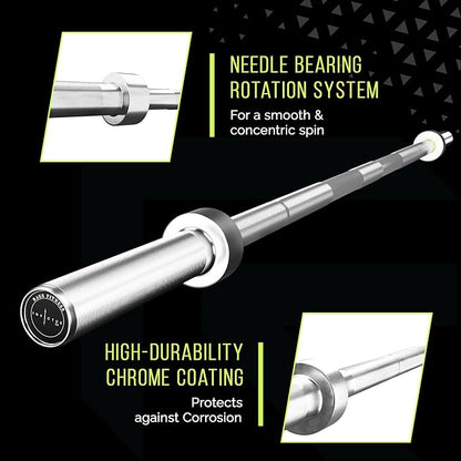 Invictus Men’s Barbell (7FT) (44LBS Bar Weight) (1500LBS Weight Capacity) Weight Training Barbell, Home Gym Fitness Essential, Strength Training Workout Bar, Portable Exercise Equipment