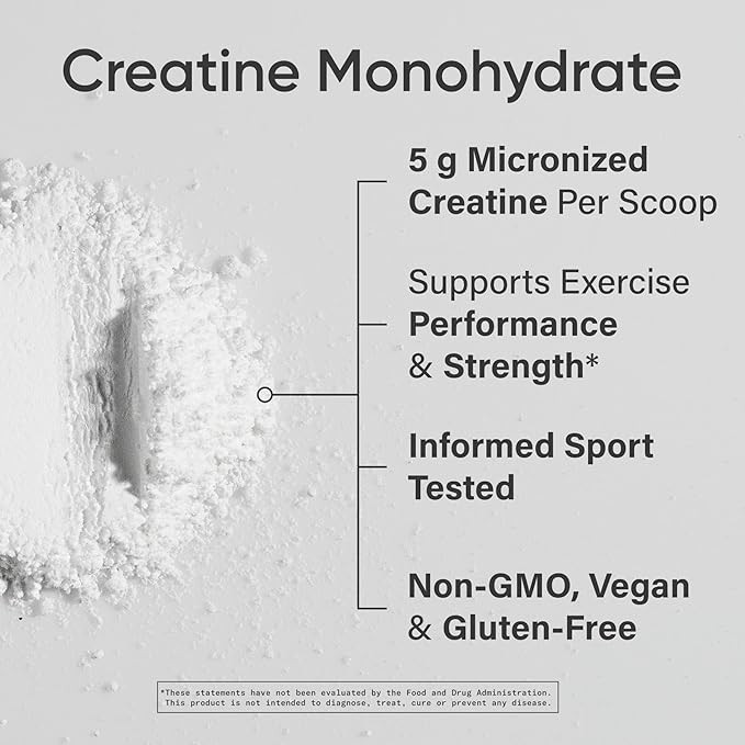 Sports Research Creatine Monohydrate - Gain Lean Muscle, Improve Performance and Strength and Support Workout Recovery - 5 g Micronized Creatine - 10.58 oz