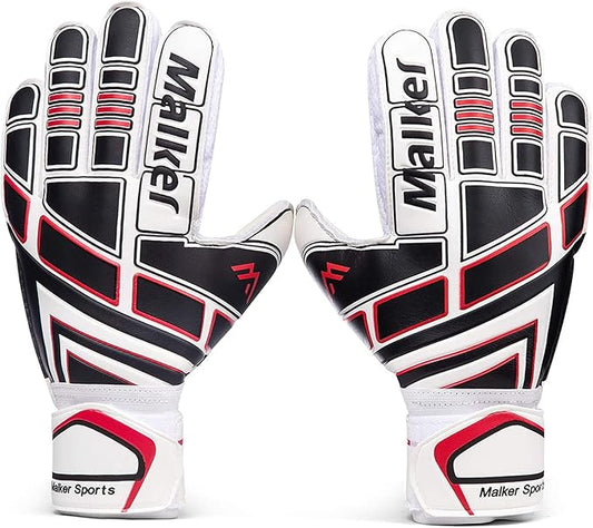 Malker Soccer Goalie Gloves Goalkeeper Gloves with Fingersave and Double Wrist Protection, Strong