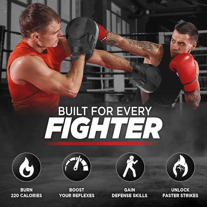 WYOX Curved Focus Mitts for Boxing & MMA | Durable PU Leather Punching Pads with Adjustable Strap | Ideal for Muay Thai, Kickboxing, Martial Arts Training – Hand Target Strike Shield for Men & Women