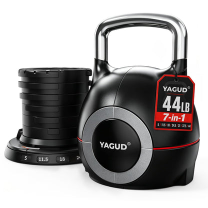 Yagud Adjustable Kettlebell for Strength Training, Quick-Change 5-44lbs Kettle Bells Weights Set
