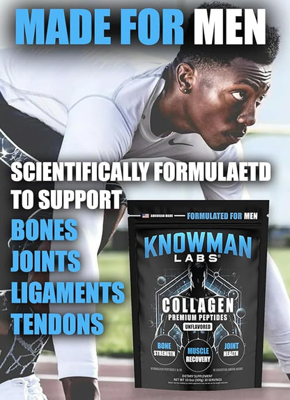 Premium Collagen for Men, Bone, Joint & Muscle Formula, Recovery, Non GMO, Dairy Free, Sugar Free, Keto & Paleo Friendly / 30 Srvg