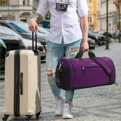 TOPDesign Gym Bag for Women & Men, Unisex Duffel Bag with Shoe Compartment & Wet Pocket for Travel Sports Gym (L Purple)