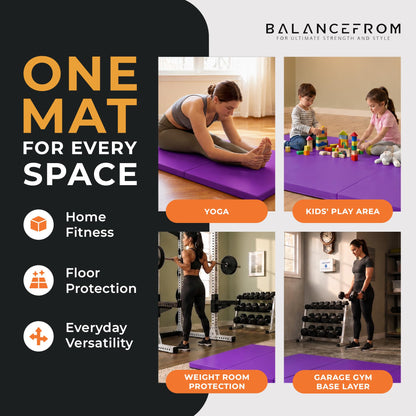 BalanceFrom 6x2 Feet 3-Panel Folding Gymnastics Mat – 2-Inch Thick Pad